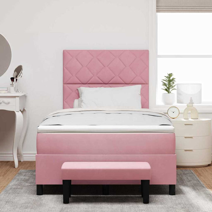 Box spring seng med hovedgærde Lyserød 200 x 120 cm Fløjl