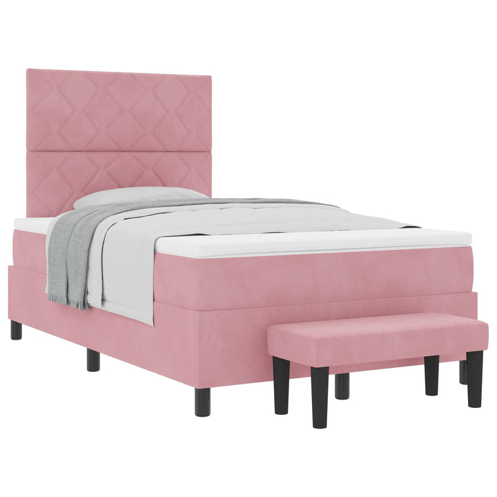Box spring seng med hovedgærde Lyserød 200 x 120 cm Fløjl