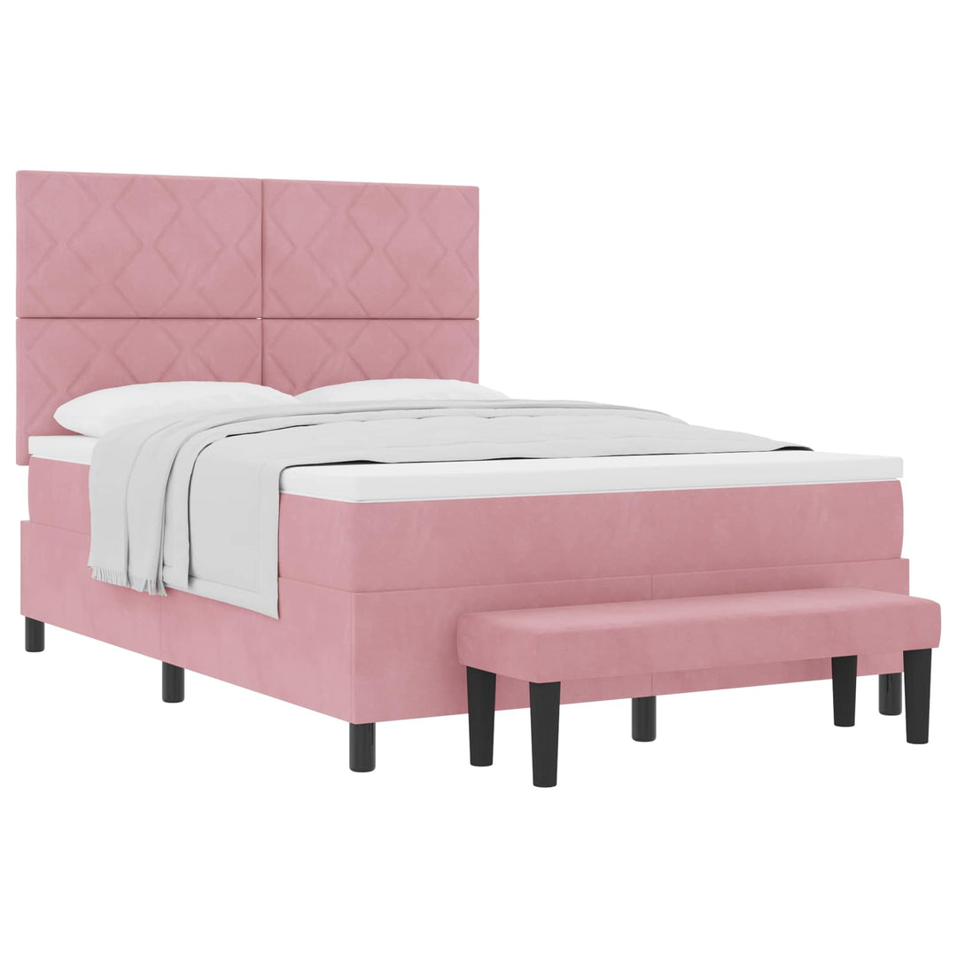 Box spring seng med hovedgærde Lyserød 190 x 140 cm Fløjl