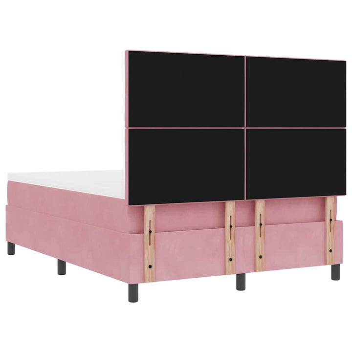 Box spring seng med hovedgærde Lyserød 190 x 140 cm Fløjl