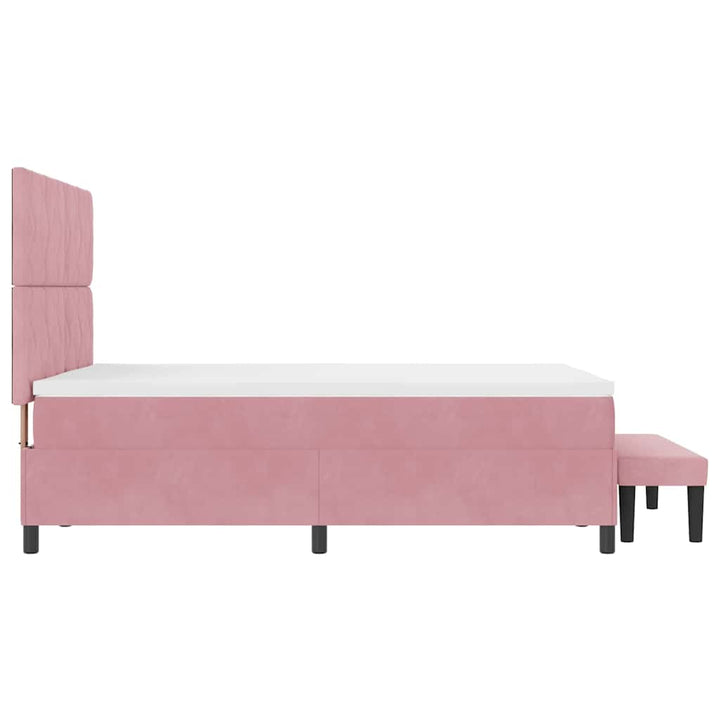 Box spring seng med hovedgærde Lyserød 190 x 140 cm Fløjl