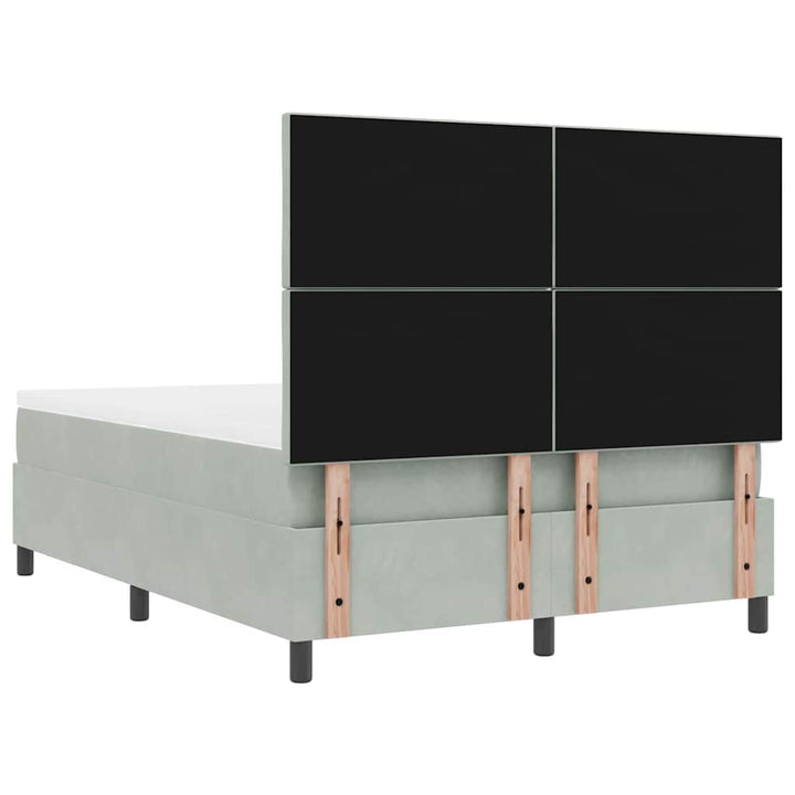 Box spring seng med hovedgærde Lysegrå 200 x 140 cm Fløjl