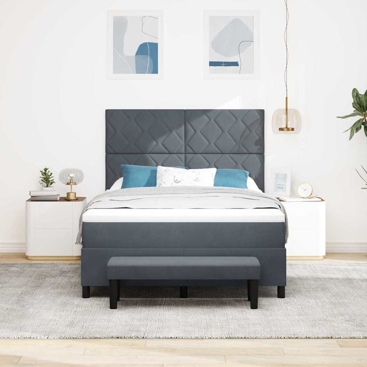 Box spring seng med hovedgærde Mørkegrå 200 x 140 cm Fløjl