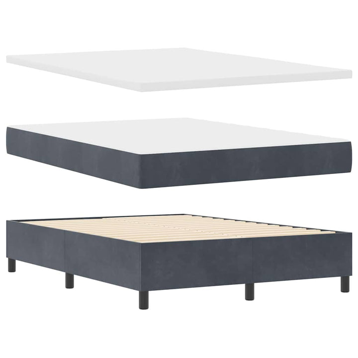 Box spring seng med hovedgærde Mørkegrå 200 x 140 cm Fløjl