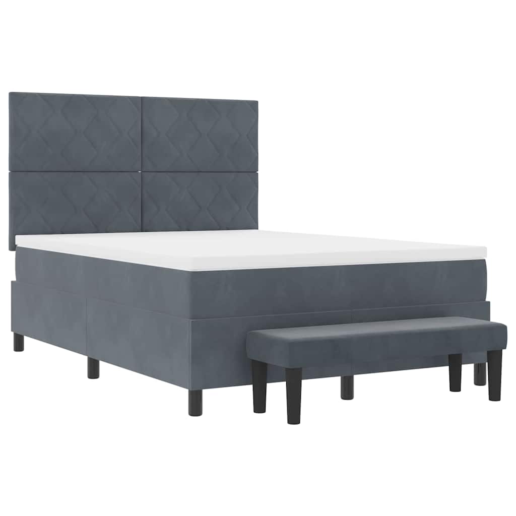 Box spring seng med hovedgærde Mørkegrå 200 x 140 cm Fløjl