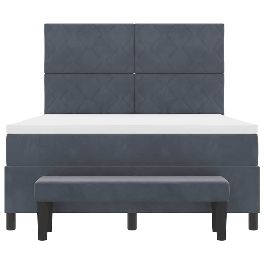 Box spring seng med hovedgærde Mørkegrå 200 x 140 cm Fløjl