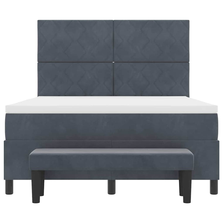 Box spring seng med hovedgærde Mørkegrå 200 x 140 cm Fløjl