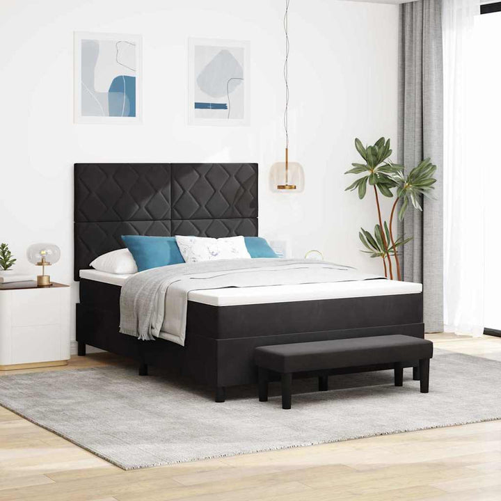 Box spring seng med hovedgærde Sort 200 x 140 cm Fløjl