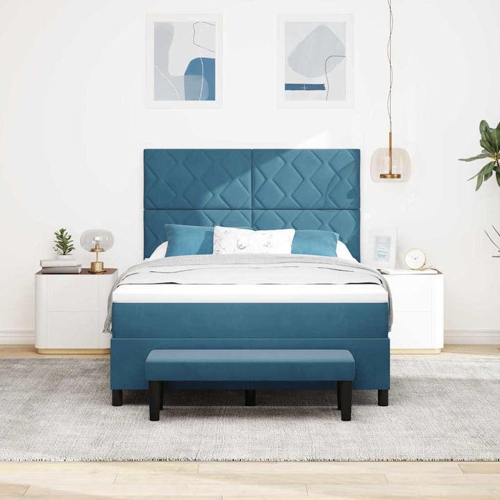 Box spring seng med hovedgærde Mørkeblå 200 x 140 cm Fløjl