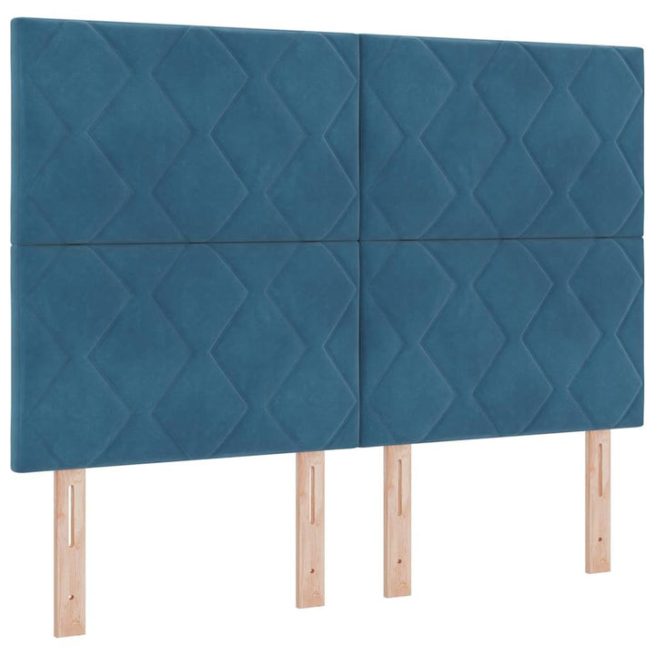 Box spring seng med hovedgærde Mørkeblå 200 x 140 cm Fløjl