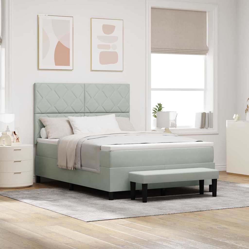 Box spring seng med hovedgærde Lysegrå 200 x 160 cm Fløjl
