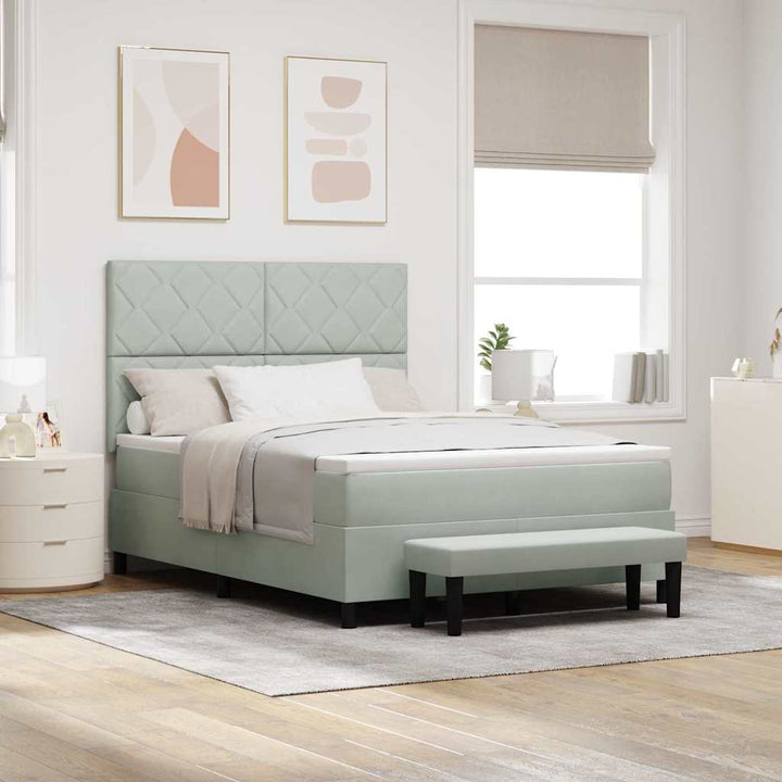 Box spring seng med hovedgærde Lysegrå 200 x 160 cm Fløjl