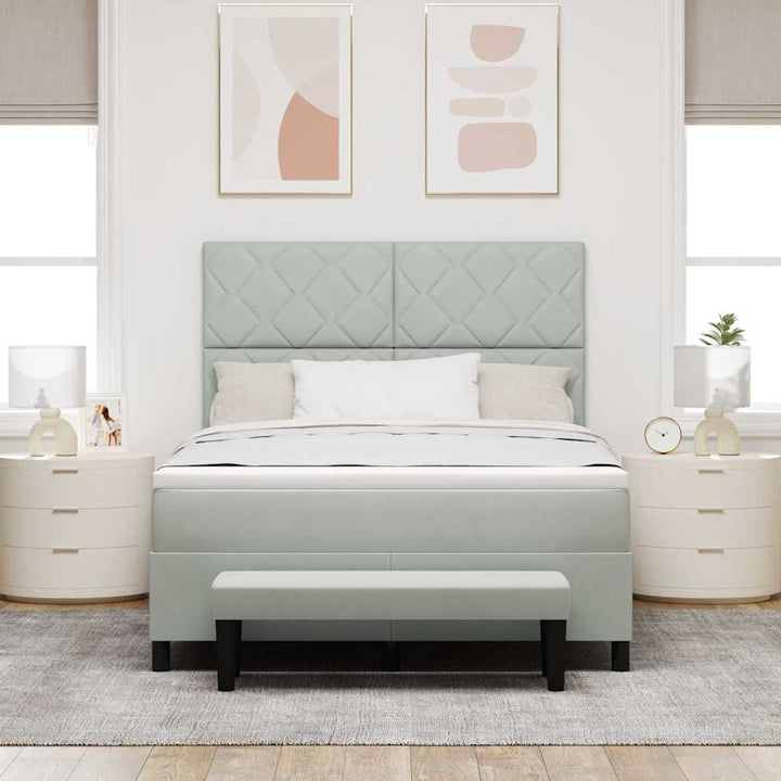 Box spring seng med hovedgærde Lysegrå 200 x 160 cm Fløjl