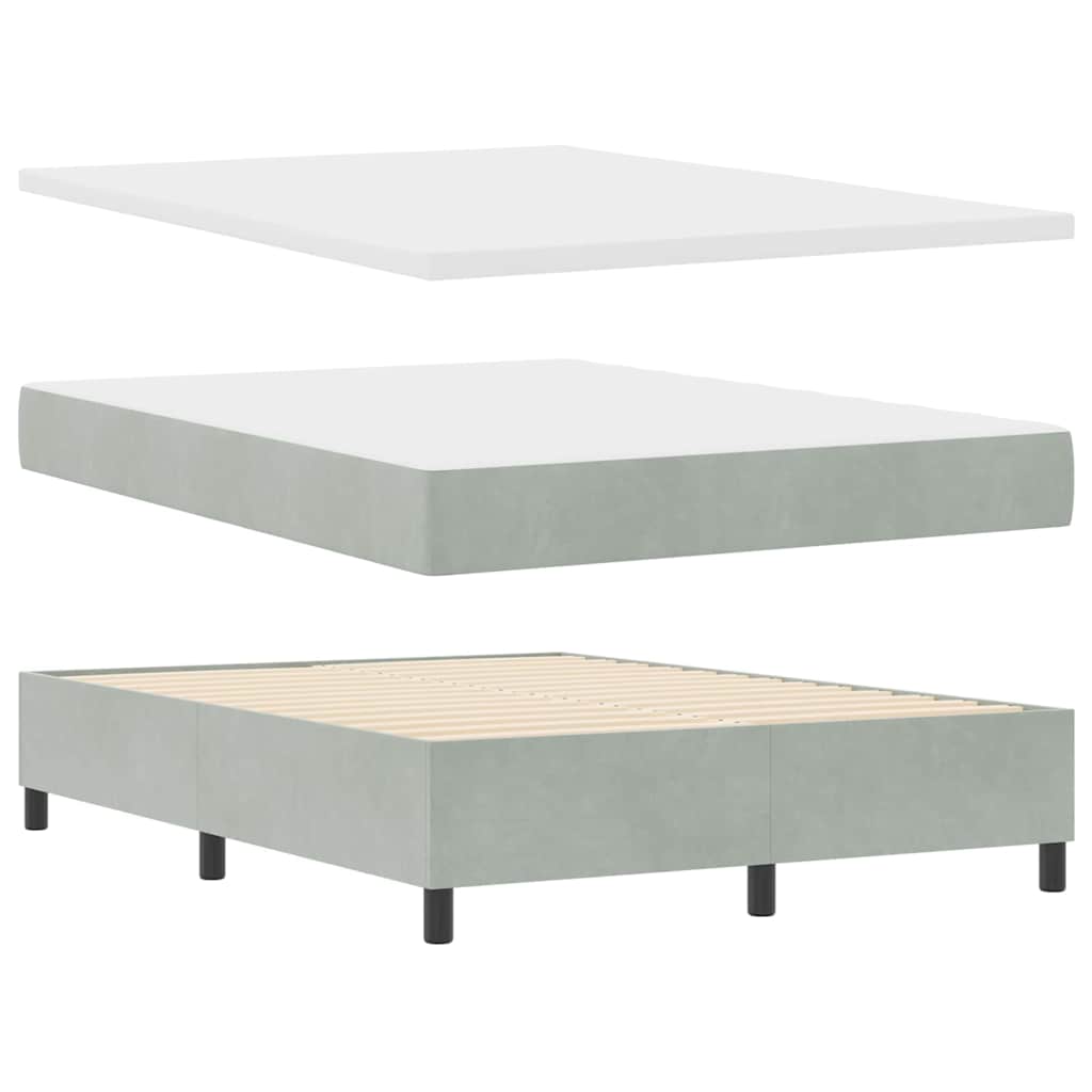 Box spring seng med hovedgærde Lysegrå 200 x 160 cm Fløjl