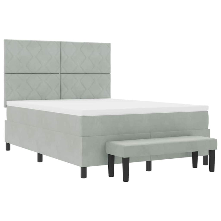 Box spring seng med hovedgærde Lysegrå 200 x 160 cm Fløjl
