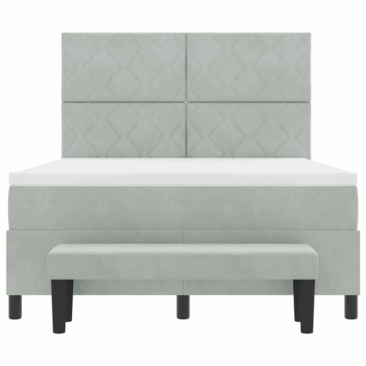 Box spring seng med hovedgærde Lysegrå 200 x 160 cm Fløjl