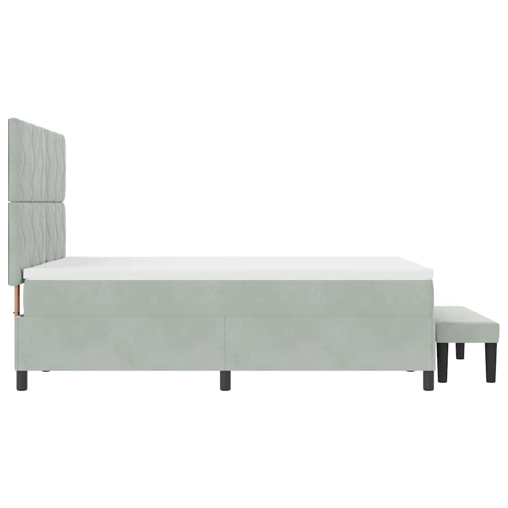 Box spring seng med hovedgærde Lysegrå 200 x 160 cm Fløjl