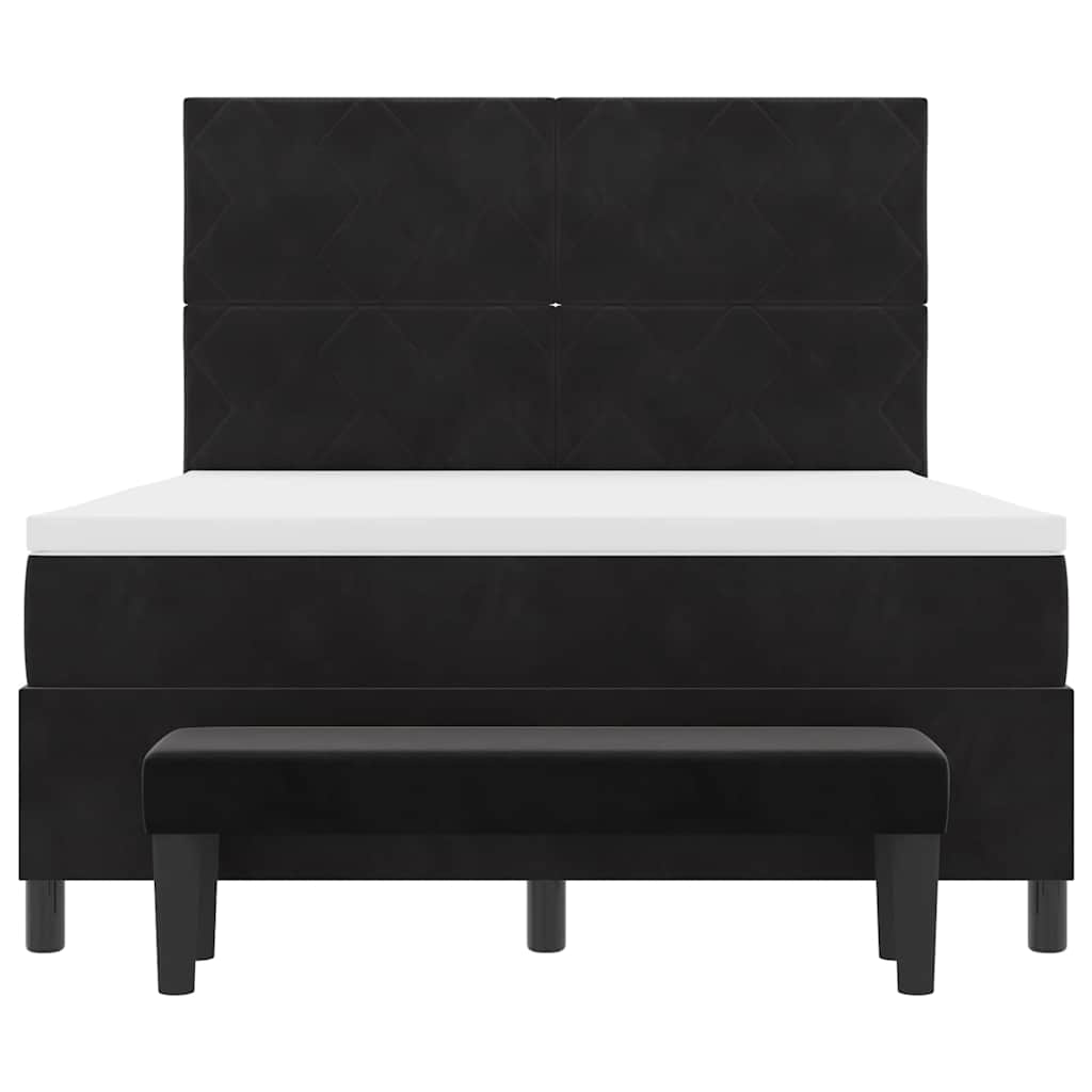 Box spring seng med hovedgærde Sort 200 x 160 cm Fløjl