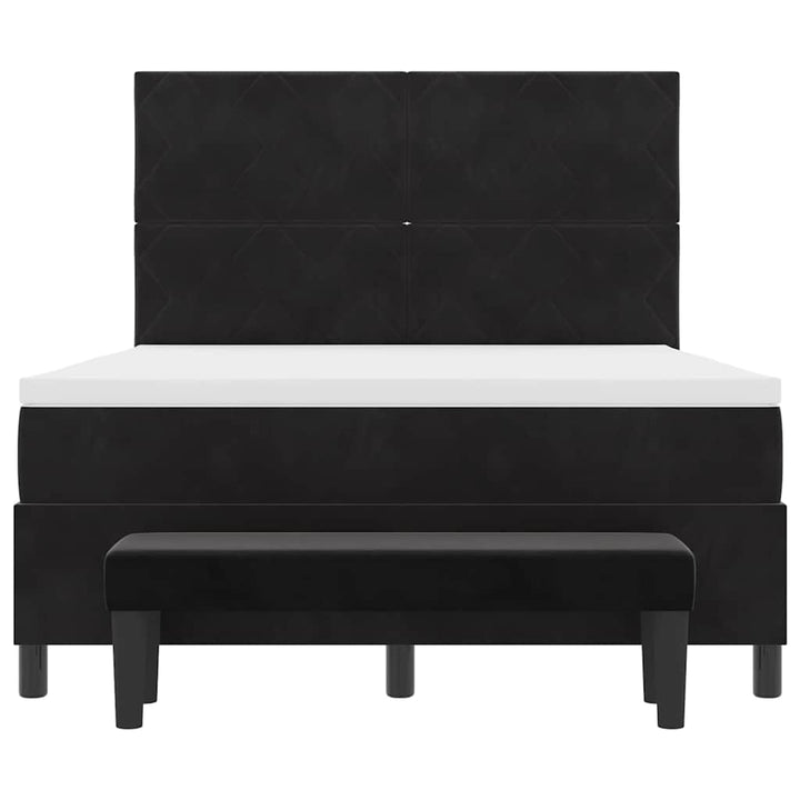 Box spring seng med hovedgærde Sort 200 x 160 cm Fløjl
