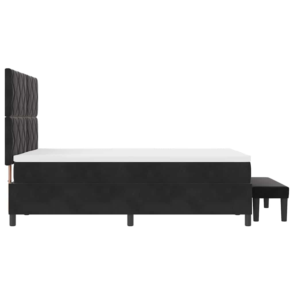 Box spring seng med hovedgærde Sort 200 x 160 cm Fløjl