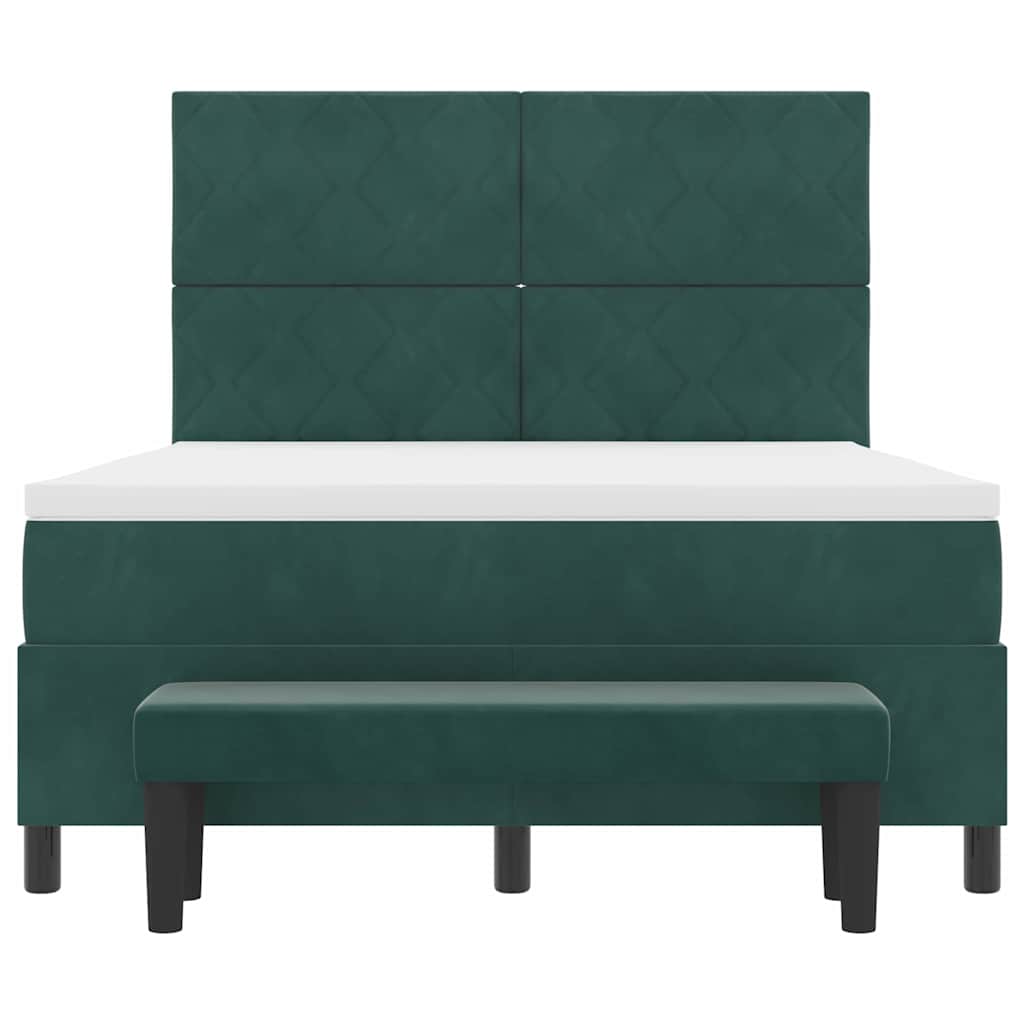 Box spring seng med hovedgærde Mørkegrøn 200 x 160 cm Fløjl