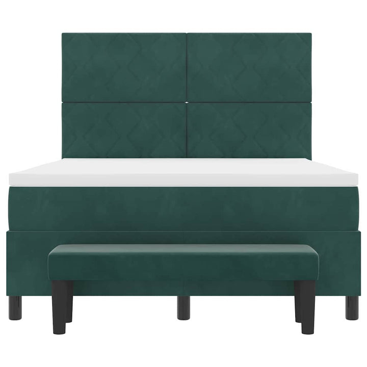 Box spring seng med hovedgærde Mørkegrøn 200 x 160 cm Fløjl