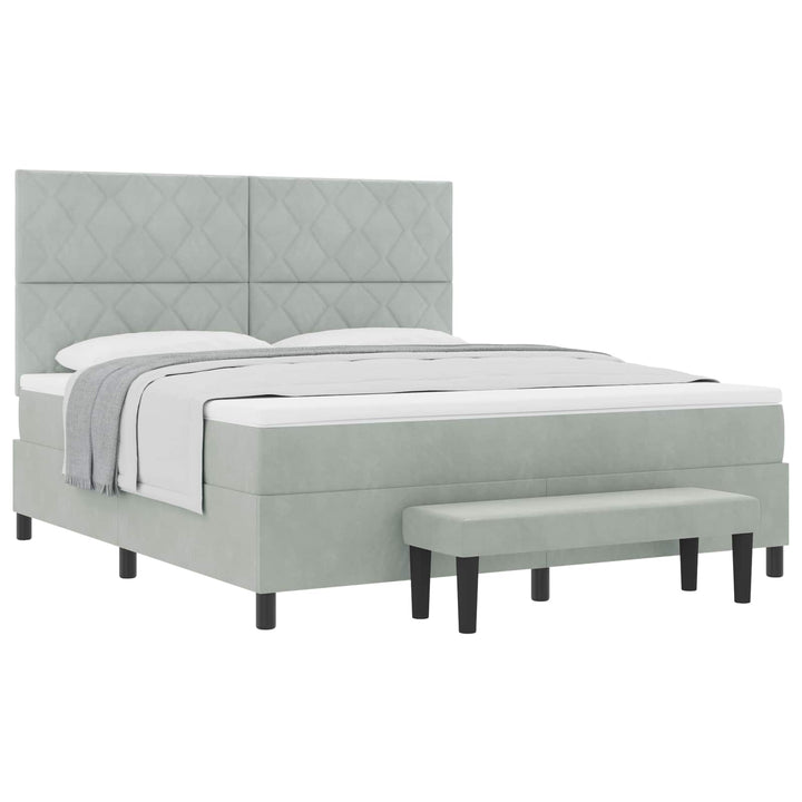Box spring seng med hovedgærde Lysegrå 200 x 180 cm Fløjl