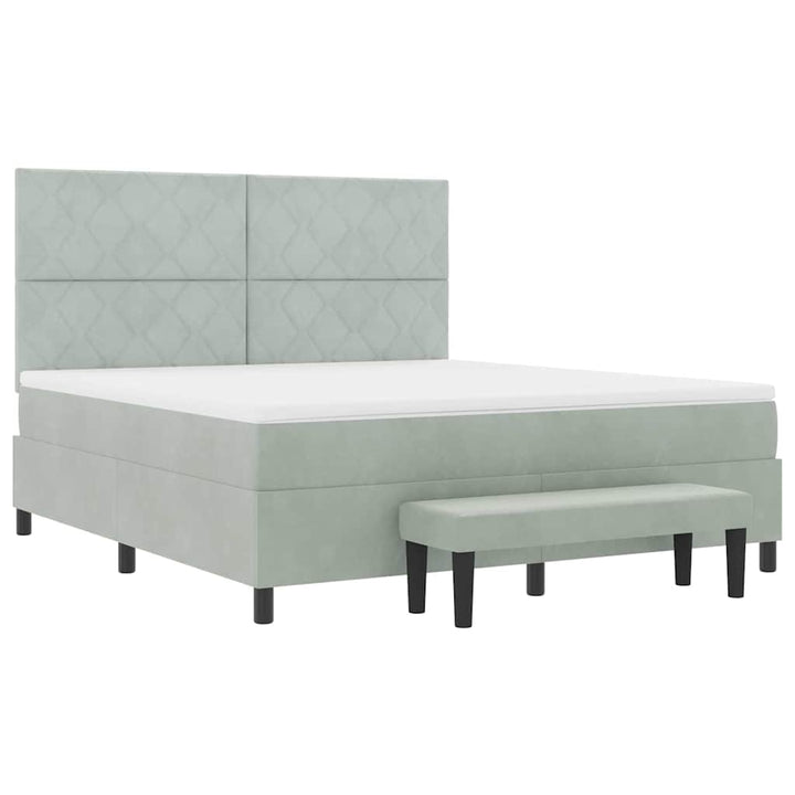Box spring seng med hovedgærde Lysegrå 200 x 180 cm Fløjl