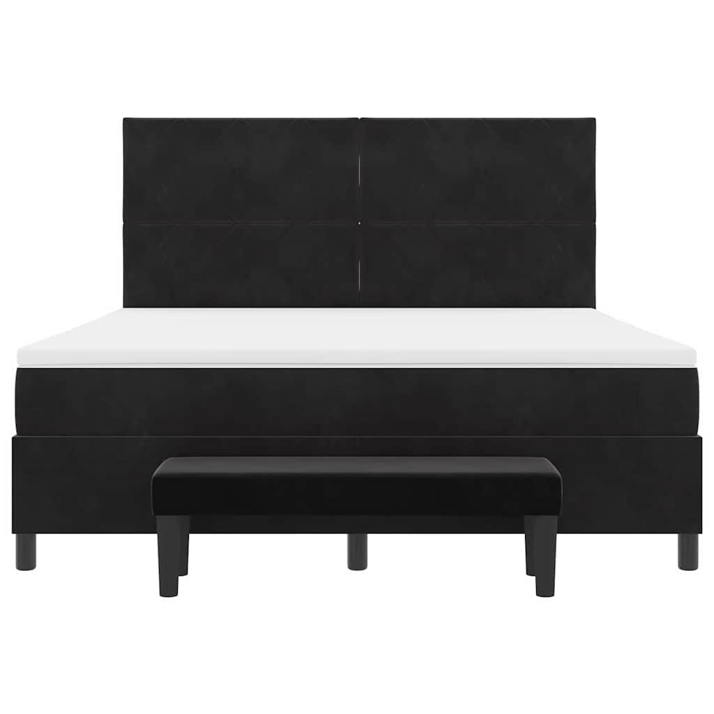 Box spring seng med hovedgærde Sort 200 x 180 cm Fløjl