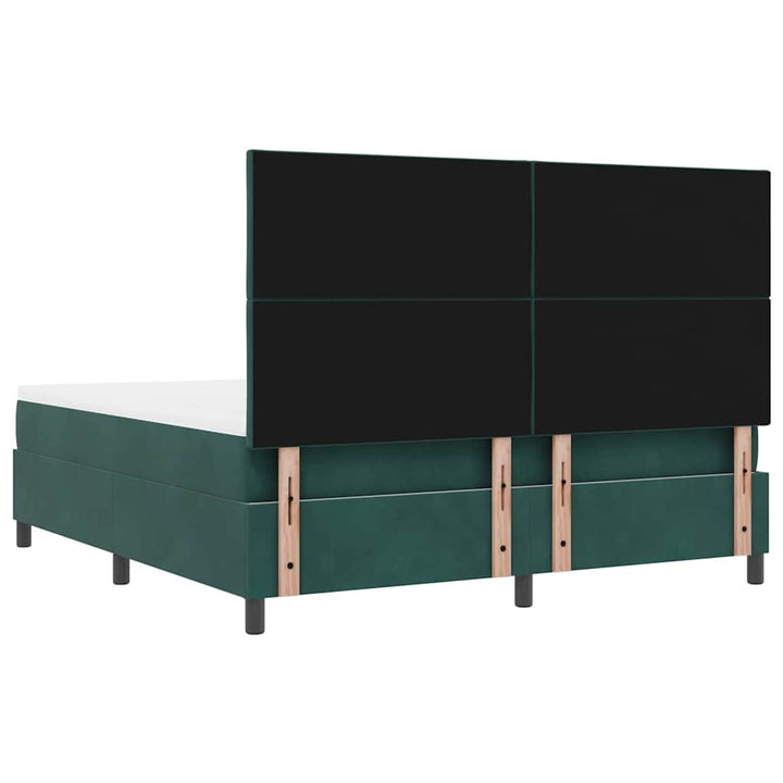 Box spring seng med hovedgærde Mørkegrøn 200 x 180 cm Fløjl