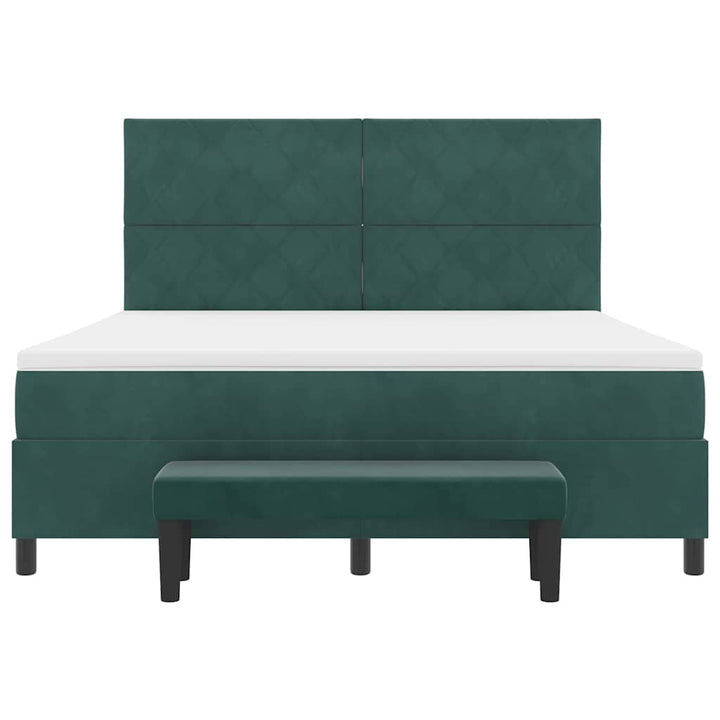 Box spring seng med hovedgærde Mørkegrøn 200 x 180 cm Fløjl
