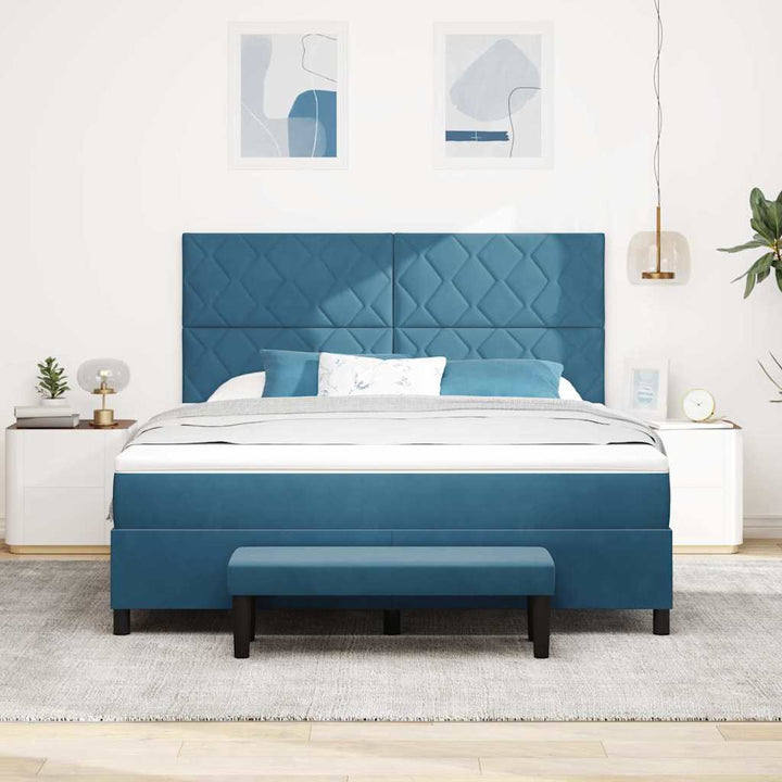 Box spring seng med hovedgærde Mørkeblå 200 x 180 cm Fløjl