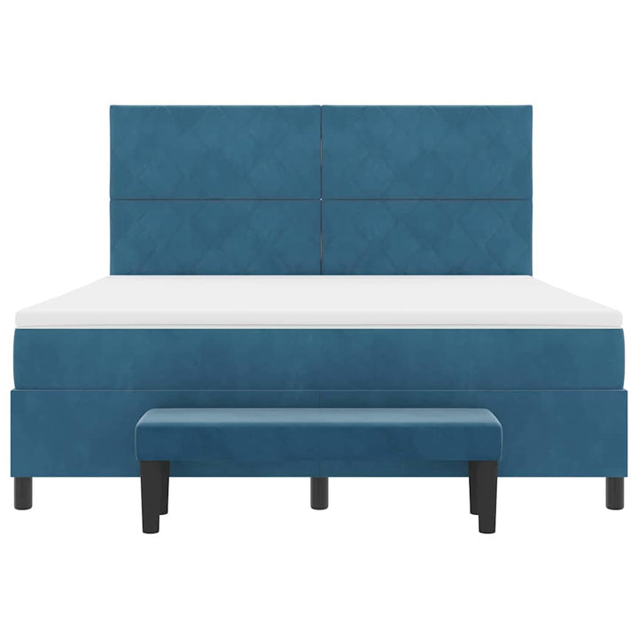 Box spring seng med hovedgærde Mørkeblå 200 x 180 cm Fløjl