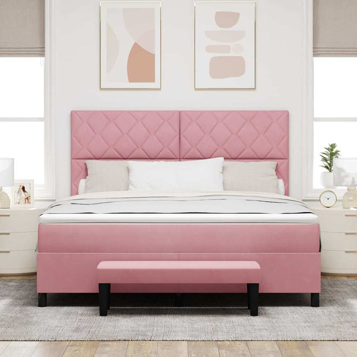 Box spring seng med hovedgærde Lyserød 200 x 180 cm Fløjl
