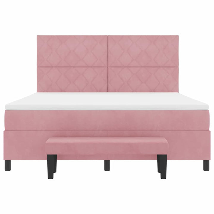 Box spring seng med hovedgærde Lyserød 200 x 180 cm Fløjl