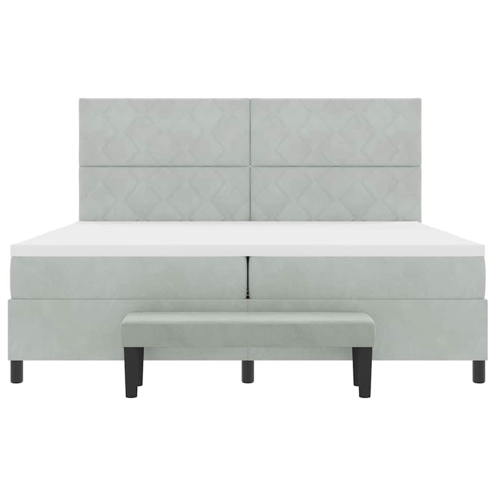 Box spring seng med hovedgærde Lysegrå 200 x 200 cm Fløjl