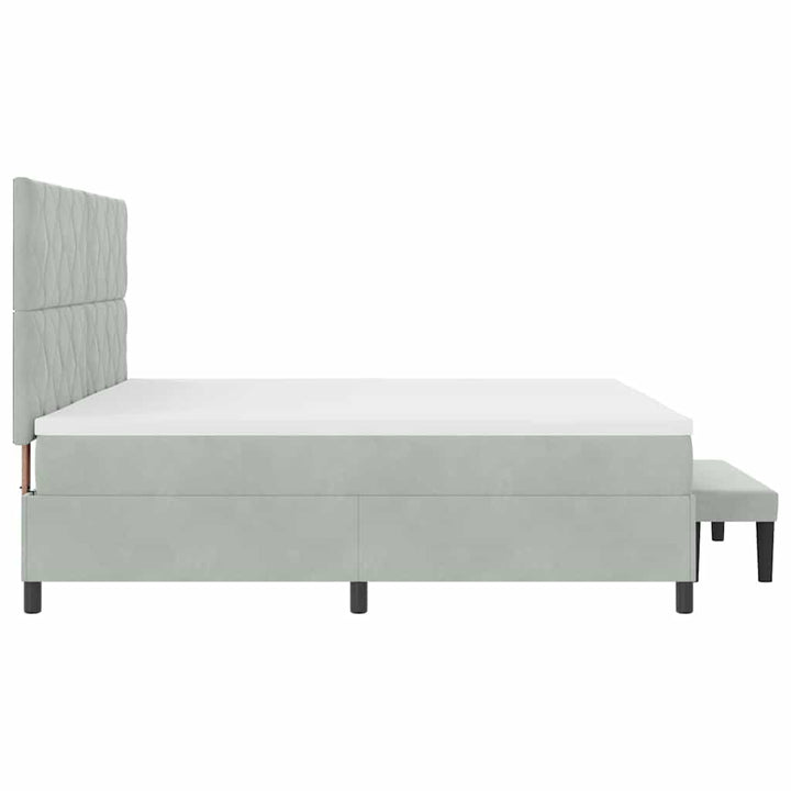 Box spring seng med hovedgærde Lysegrå 200 x 200 cm Fløjl