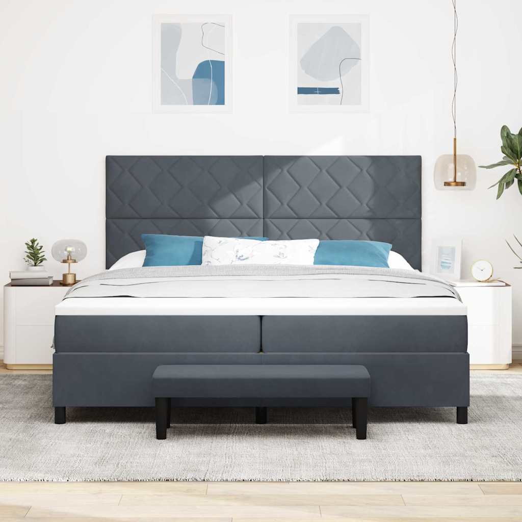 Box spring seng med hovedgærde Mørkegrå 200 x 200 cm Fløjl