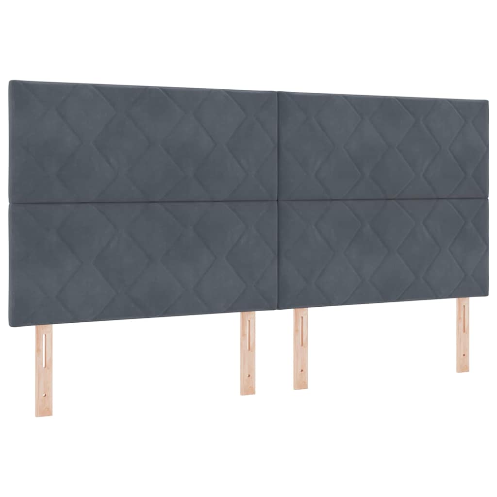 Box spring seng med hovedgærde Mørkegrå 200 x 200 cm Fløjl