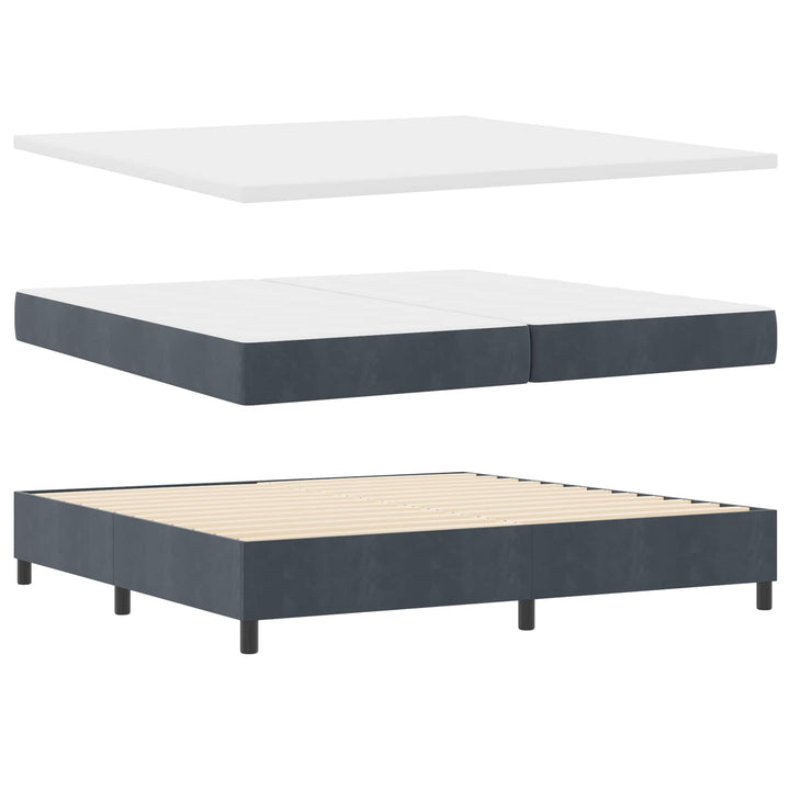 Box spring seng med hovedgærde Mørkegrå 200 x 200 cm Fløjl