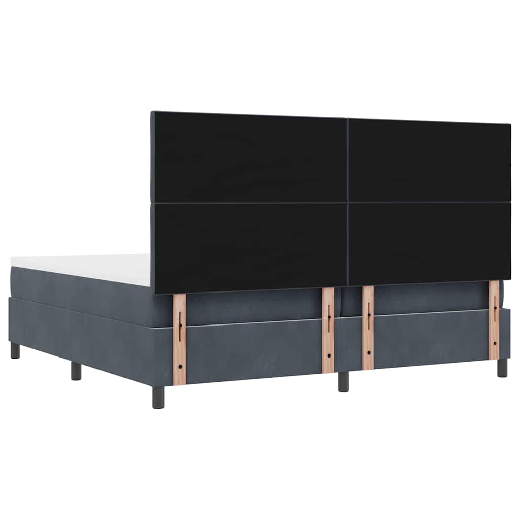 Box spring seng med hovedgærde Mørkegrå 200 x 200 cm Fløjl