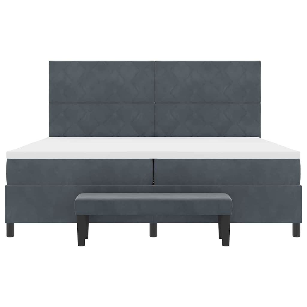 Box spring seng med hovedgærde Mørkegrå 200 x 200 cm Fløjl