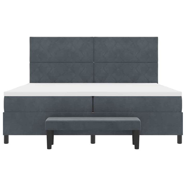 Box spring seng med hovedgærde Mørkegrå 200 x 200 cm Fløjl