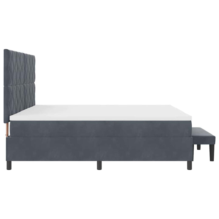 Box spring seng med hovedgærde Mørkegrå 200 x 200 cm Fløjl