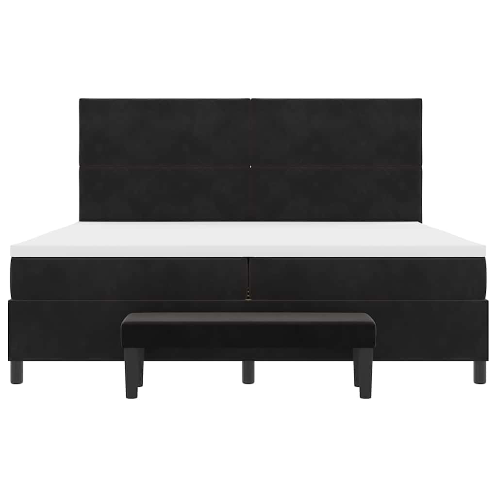 Box spring seng med hovedgærde Sort 200 x 200 cm Fløjl