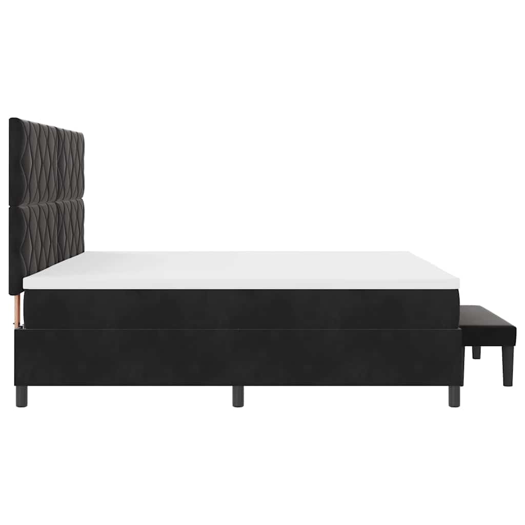 Box spring seng med hovedgærde Sort 200 x 200 cm Fløjl