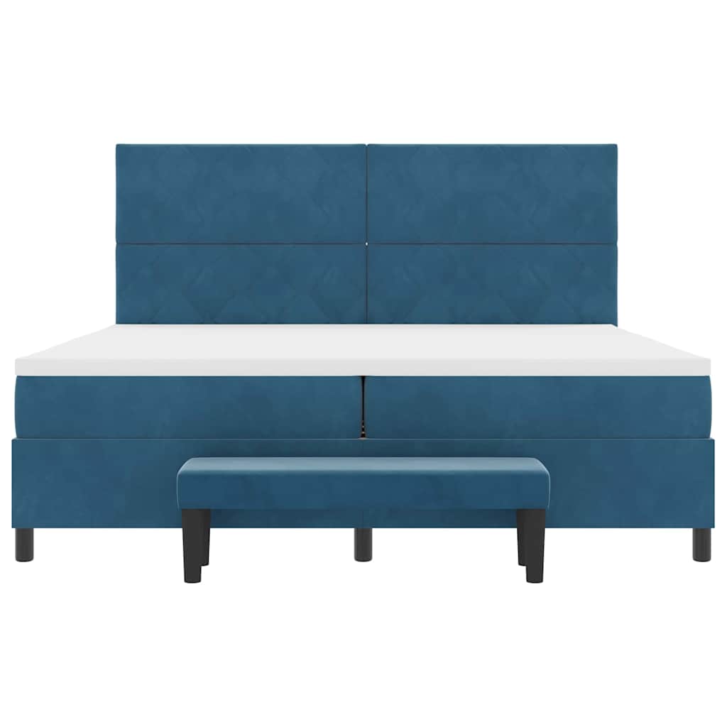 Box spring seng med madras Mørkeblå 200 x 200 cm Fløjl