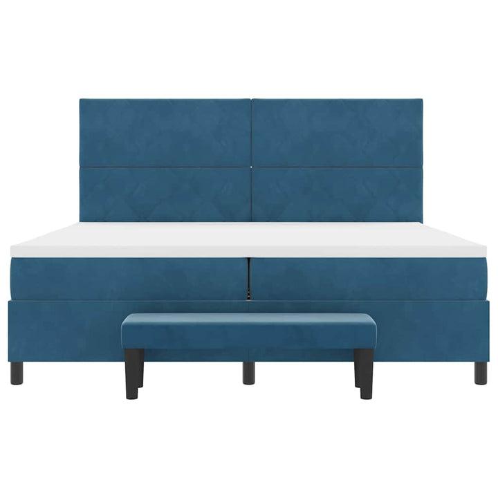 Box spring seng med madras Mørkeblå 200 x 200 cm Fløjl