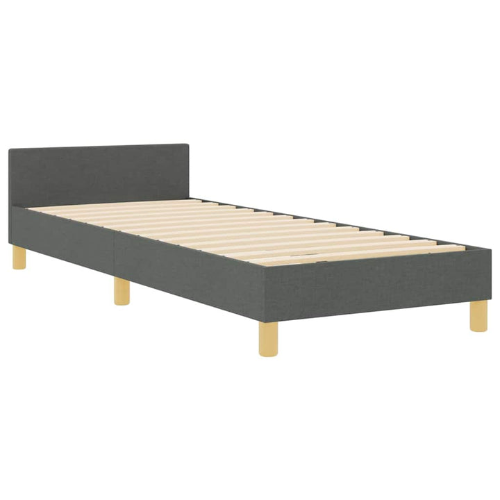 Sengestel med hovedgærde Mørkegrå 90 x 200 cm Stof