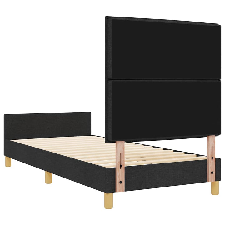 Sengestel med hovedgærde Sort 90 x 200 cm Stof